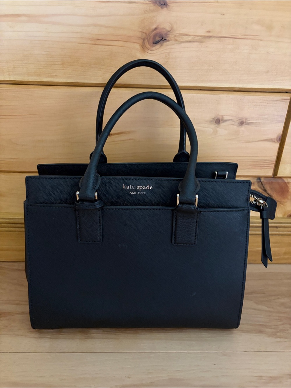 kate spade Black Leather Double-Handle Satchel Handbag Purse